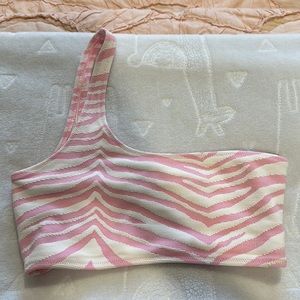 Triangle pink zebra print bikini top S++
